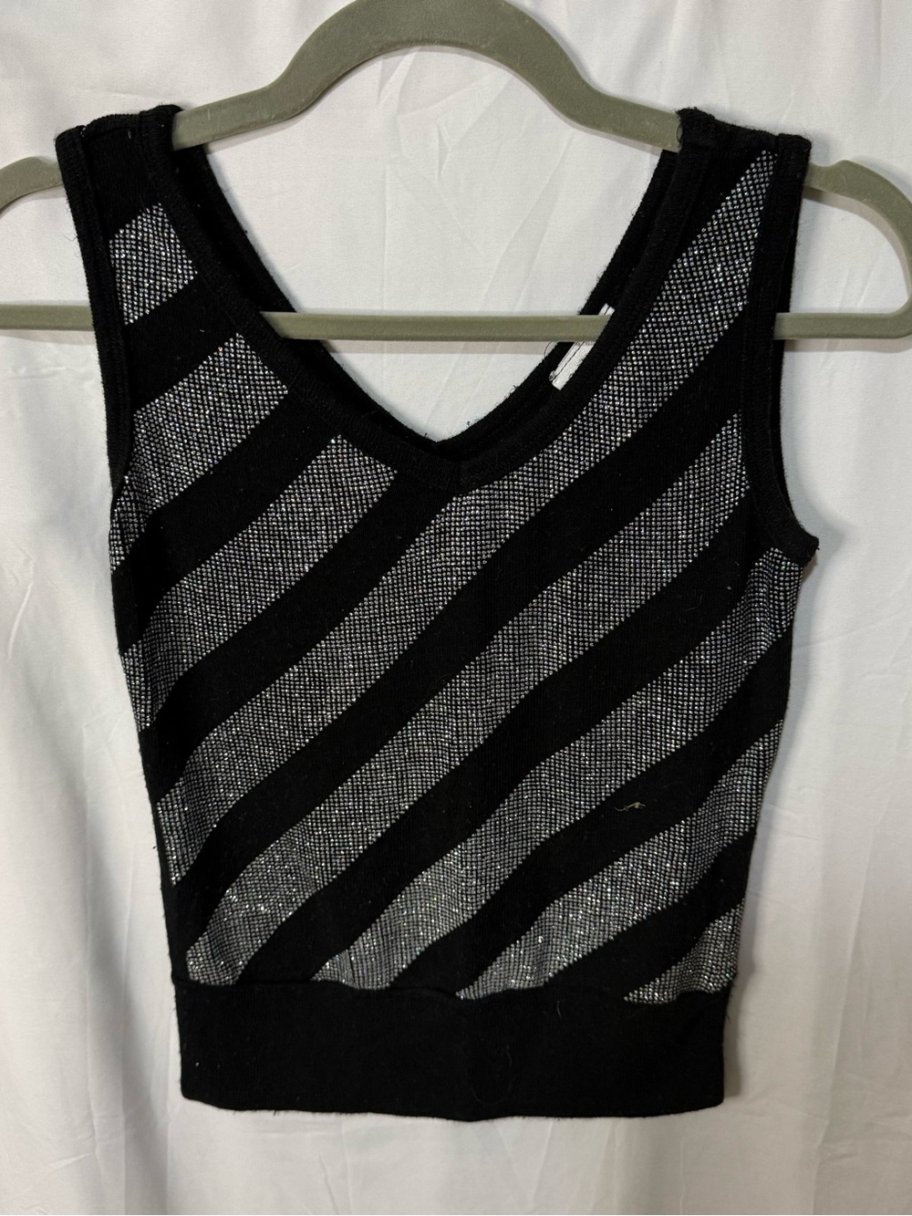 Charlotte Russe Black Tank Top with Silver Metallic Detail